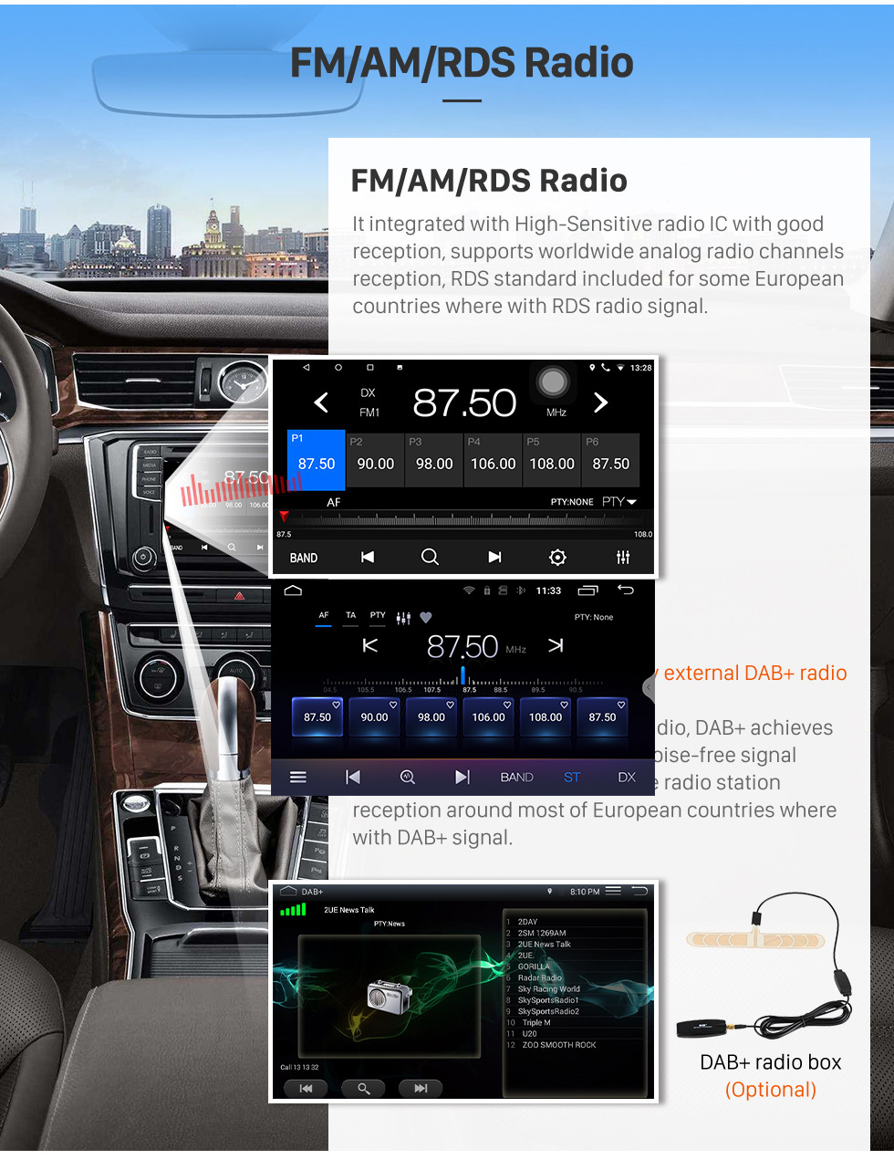 Seicane 7 pulgadas Android 13.0 para VW Volkswagen Radio universal Sistema de navegación GPS con pantalla táctil HD Soporte Bluetooth Carplay TV digital