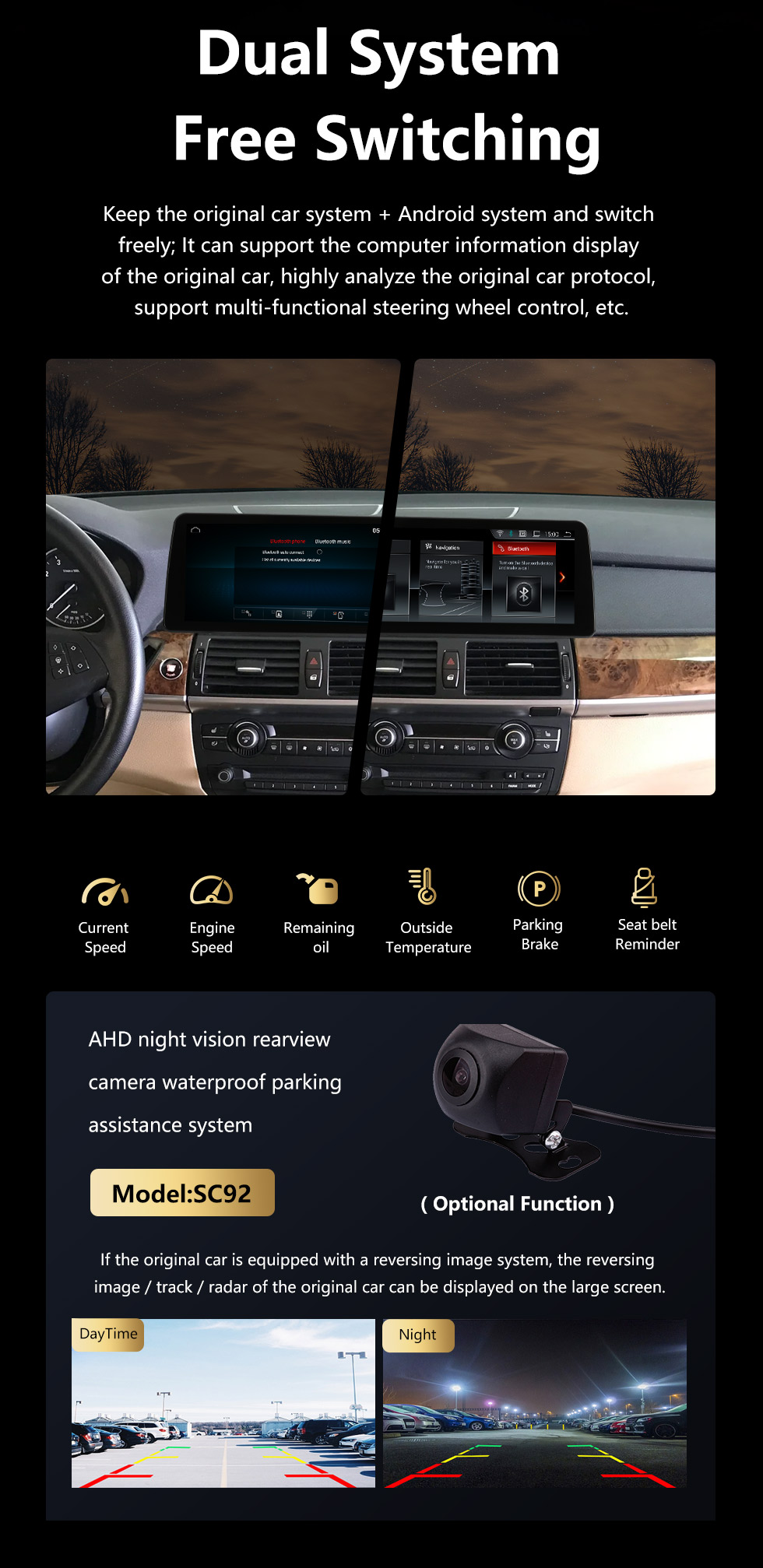 Seicane Für 2011 2012 BMW X5 X6 E70 E71 CIC LHD Radio 12,3 Zoll Android 10.0 HD Touchscreen GPS-Navigationssystem mit Bluetooth-Unterstützung Carplay OBD2