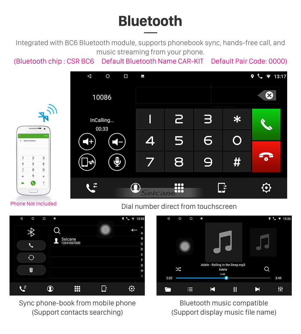 Seicane 10,1 Zoll Android 13.0 für 2008 2009 2010-2014 Skoda Fabia Radio GPS-Navigationssystem mit HD Touchscreen Bluetooth-Unterstützung Carplay DVR