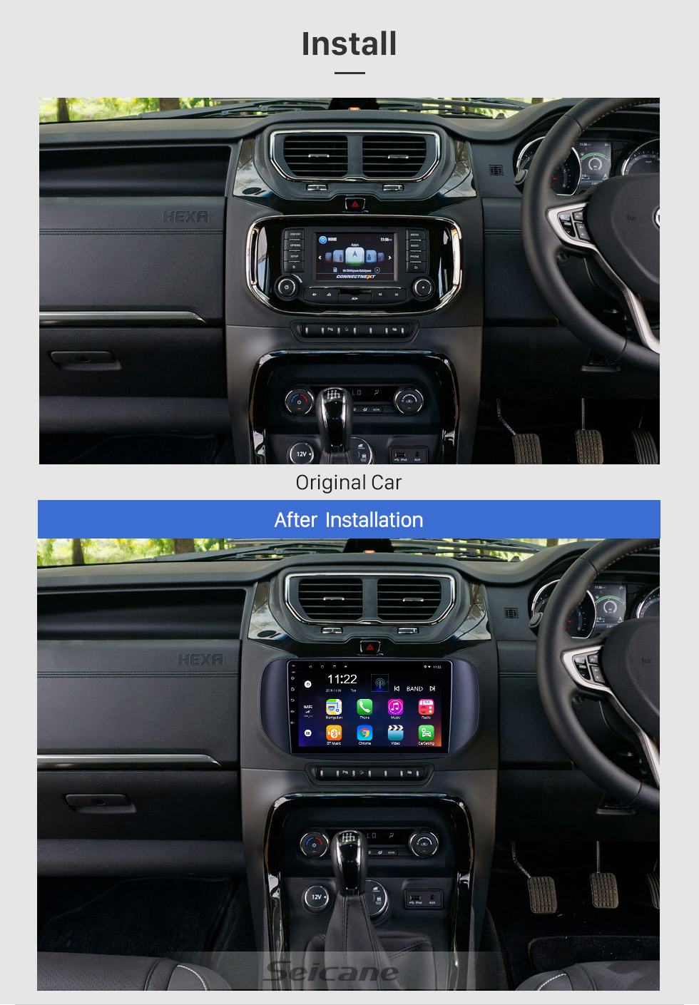 Seicane OEM Android 10.0 für 2018 Tata Hexa RHD-Radio mit Bluetooth 9 Zoll HD Touchscreen GPS-Navigationssystem unterstützt Carplay