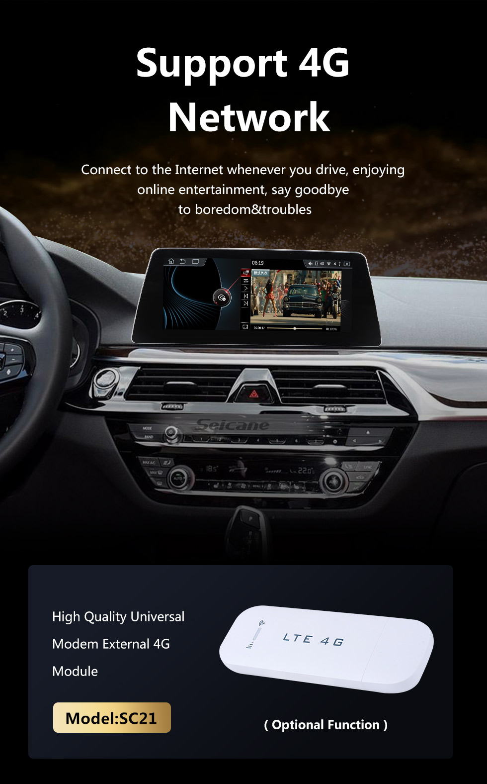 Seicane 10,25 Zoll Android 10.0 Touchscreen GPS Navigationsradio für 2018 BMW 5er G30 EVO mit USB WIFI Bluetooth AUX Unterstützung SWC Rückfahrkamera 1080P