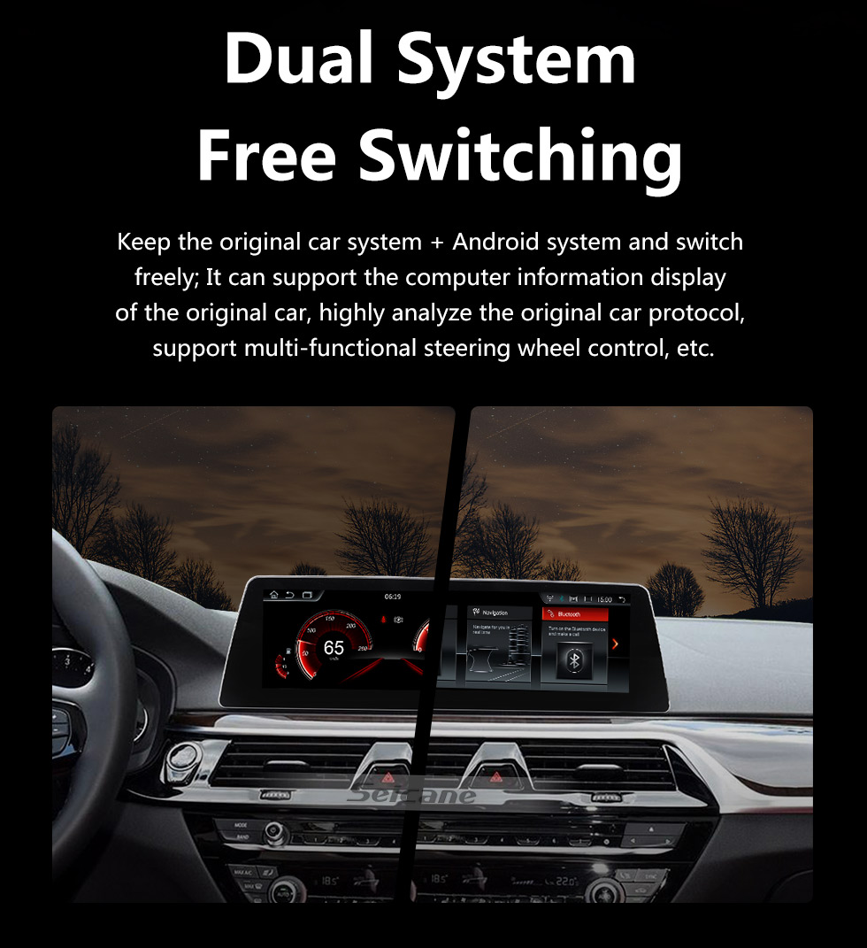Seicane 10,25 Zoll Android 10.0 Touchscreen GPS Navigationsradio für 2018 BMW 5er G30 EVO mit USB WIFI Bluetooth AUX Unterstützung SWC Rückfahrkamera 1080P