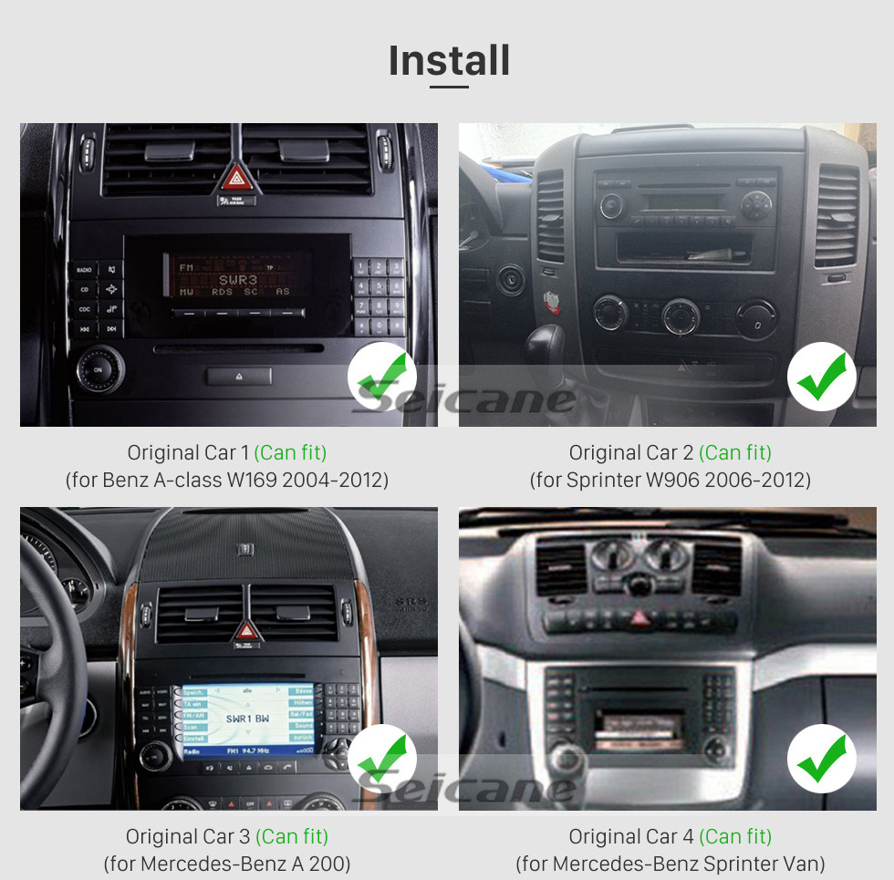 Seicane 7-дюймовый Android 10.0 GPS-навигатор для Mercedes Mercedes Benz A класса W169 2004–150 A60 A160 с Carplay Bluetooth HD с сенсорным экраном WIFI USB Поддержка Mirror Link