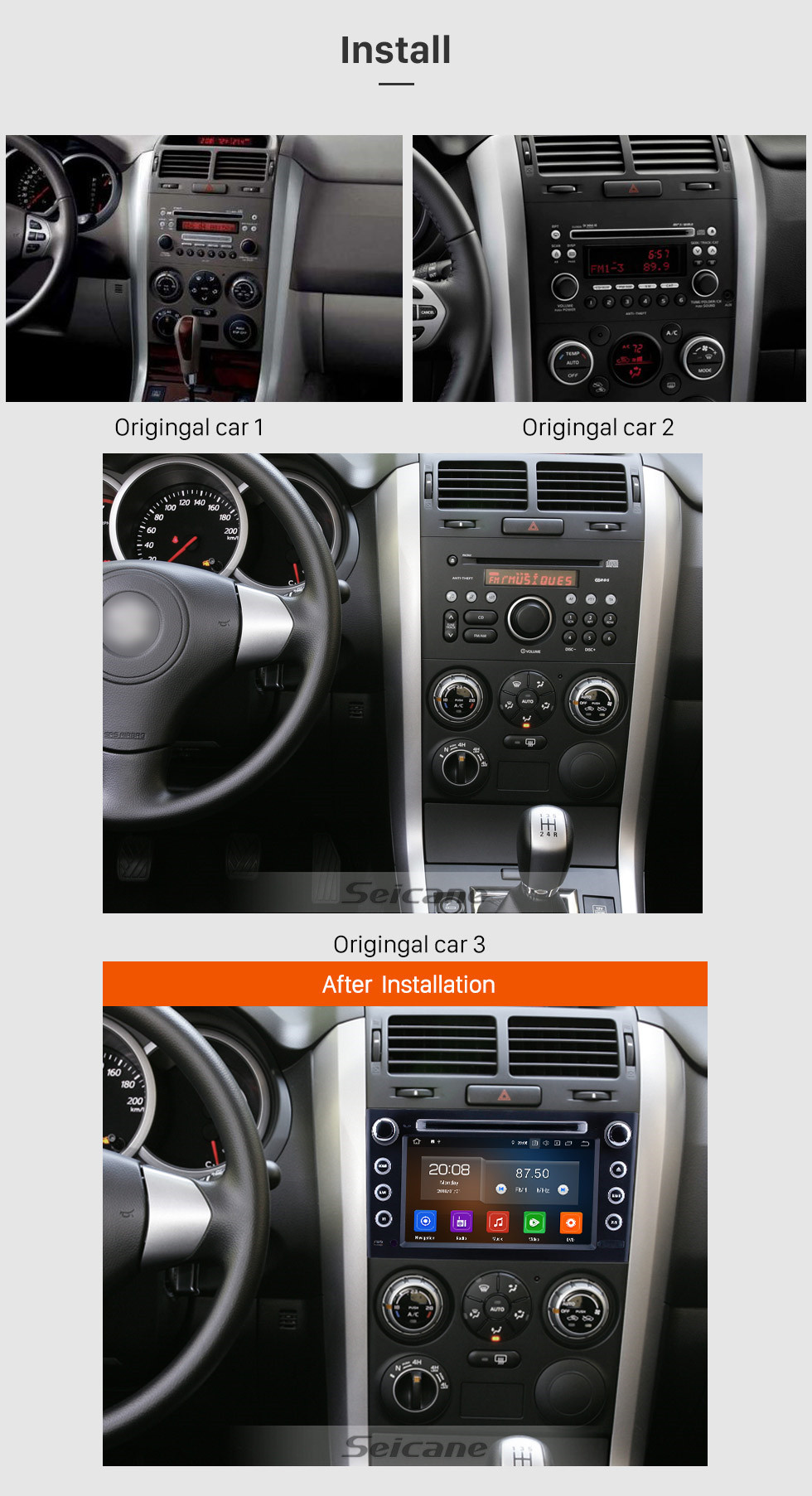 Seicane 7 Zoll Android 10.0 GPS Navigationsradio für 2006-2010 Suzuki Grand Vitara mit HD Touchscreen Carplay Bluetooth Unterstützung 1080P DVR