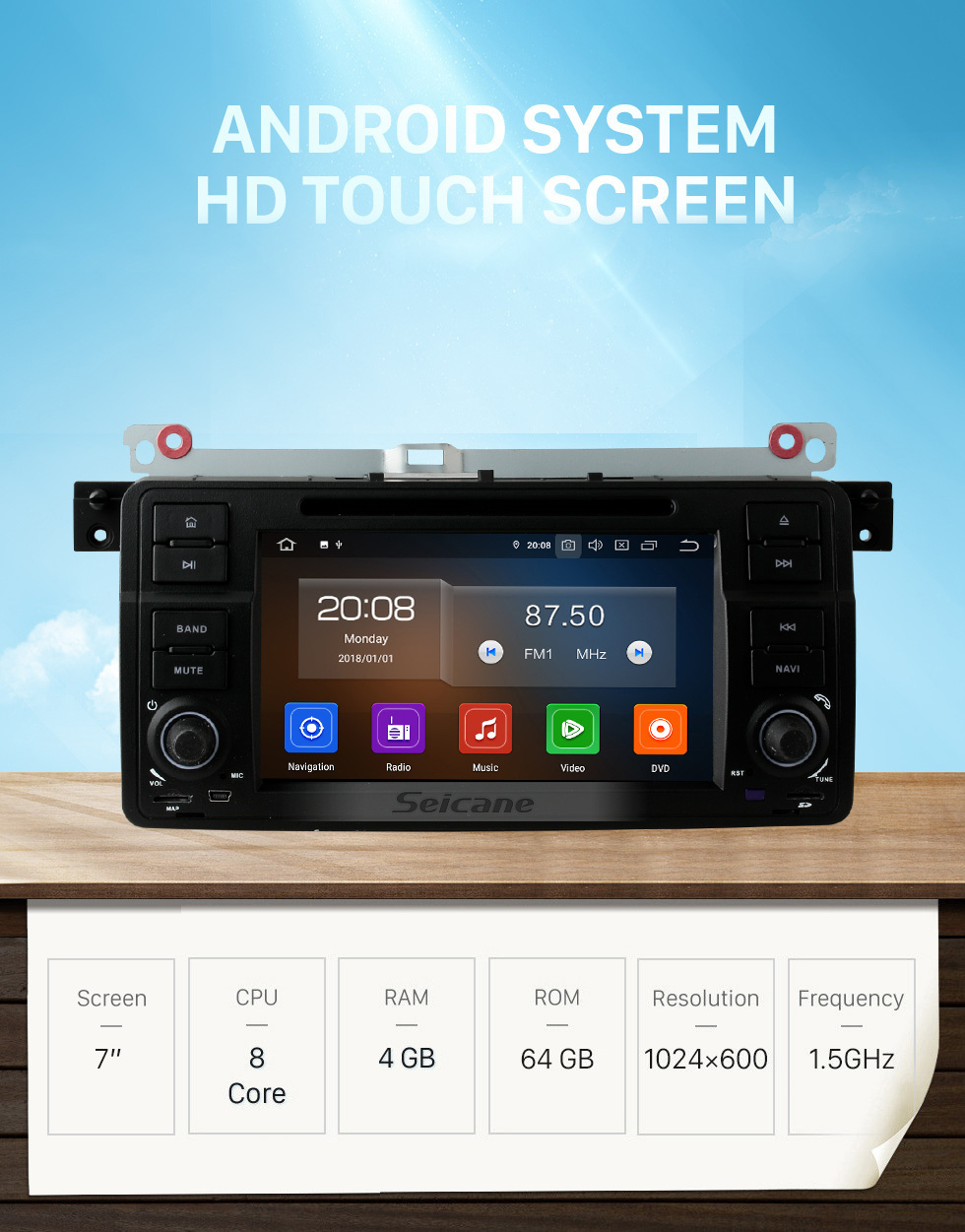 Seicane 7 pouces Android 11.0 Radio de navigation GPS pour 1999-2004 Rover 75 avec écran tactile HD Carplay Bluetooth WIFI Prise en charge USB Caméra de recul TV numérique