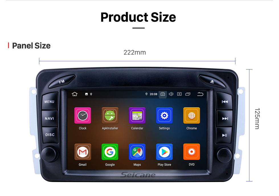 7 inch Android 12.0 GPS Navigation Radio for 1998-2006 Mercedes Benz  CLK-Class W209/G-Class W463 with HD Touchscreen Carplay Bluetooth support  DAB+ DVR