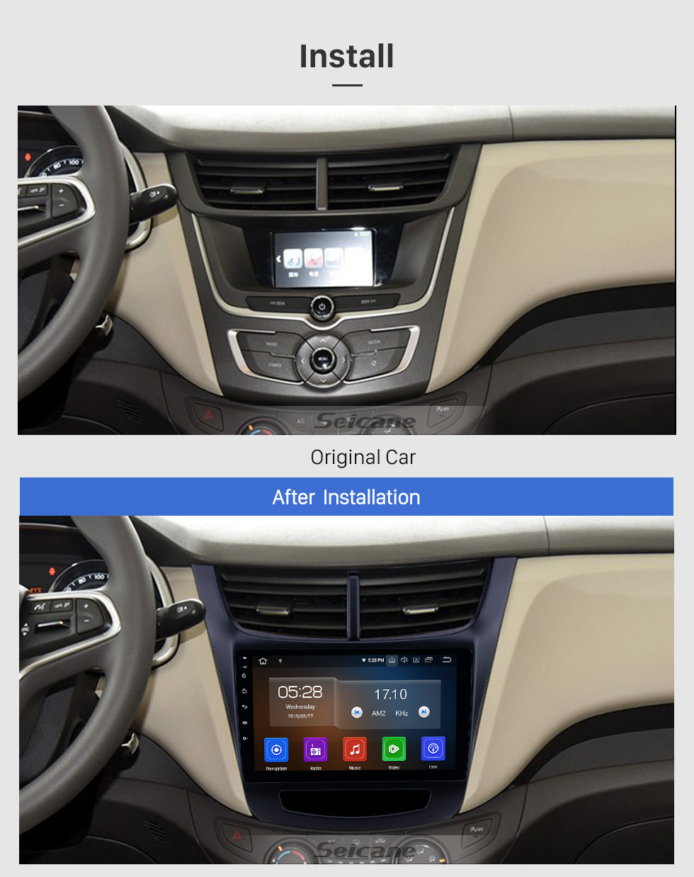 Seicane 2015 2016 Chevy Chevrolet New Sail Android 10.0 9 inch GPS Navigation Radio Bluetooth HD Touchscreen USB Carplay Music support TPMS DAB+ DVR OBD2