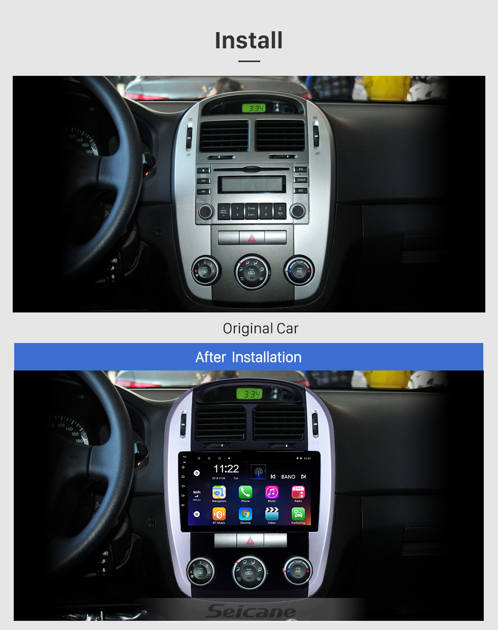 Seicane Android 10.0 9-дюймовый GPS-навигатор для 2012-2016 Kia Cerato с HD сенсорным экраном Carplay Bluetooth WIFI USB AUX с поддержкой Mirror Link OBD2 SWC
