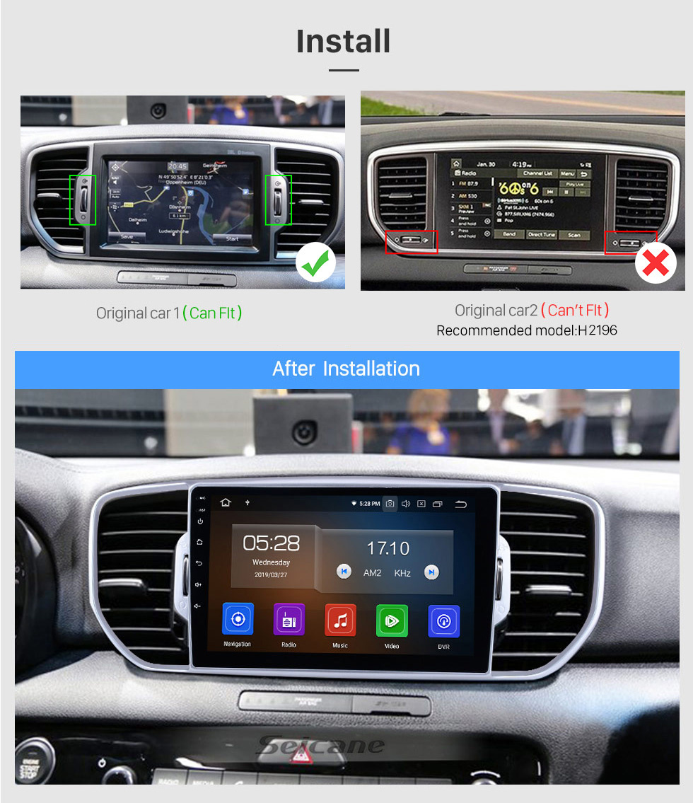 Seicane 9 Inch HD Touchscreen Android 11.0 2016-2017 Kia KX5 2018 Kia Sportage Car Stereo Radio Head Unit GPS Navigation Bluetooth Support Steering Wheel Control USB WIFI OBD2 Rearview Camera