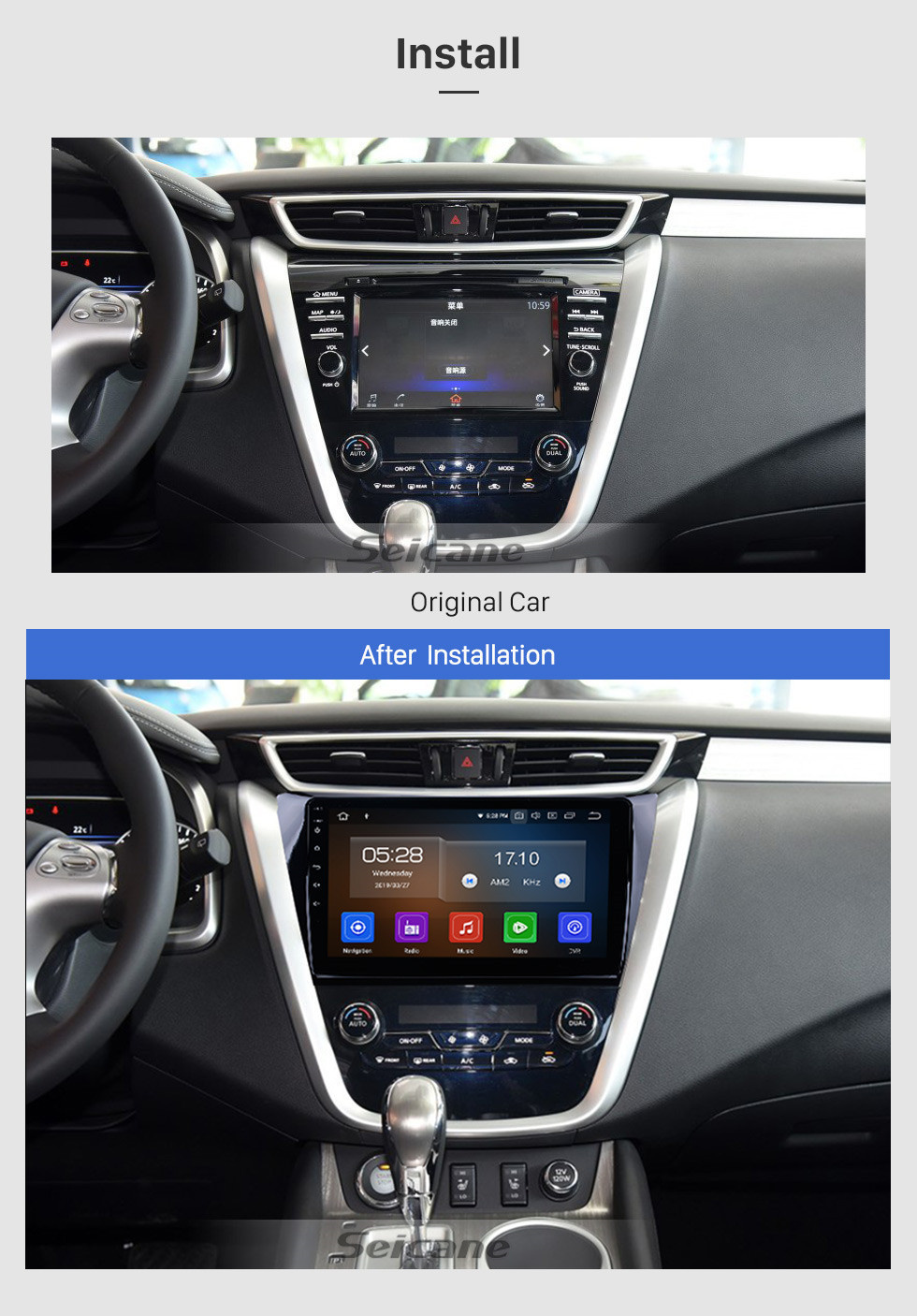 Seicane 10,1 zoll HD Touchscreen Radio GPS Navigationssystem Android 11.0 für 2015 2016 2017 Nissan Murano Unterstützung Bluetooth 3G / 4G WIFI OBD2 USB Spiegel Link Lenkradsteuerung
