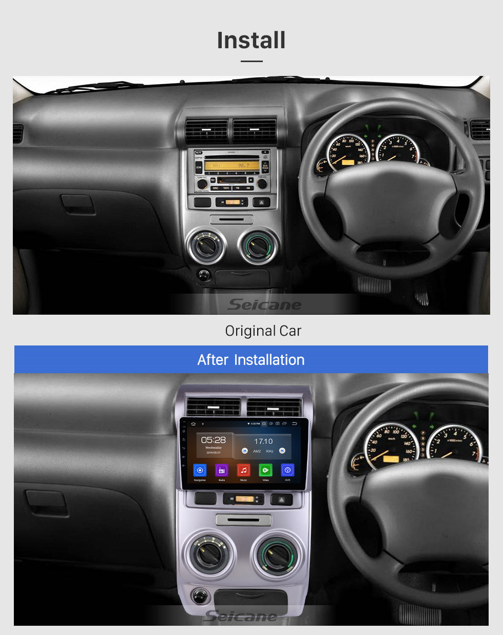 Seicane HD Touchscreen 9 polegadas para 2004 2005 2006-2012 Toyota Avanza Rádio Android 11.0 Sistema de Navegação GPS Bluetooth Carplay support DSP TPMS