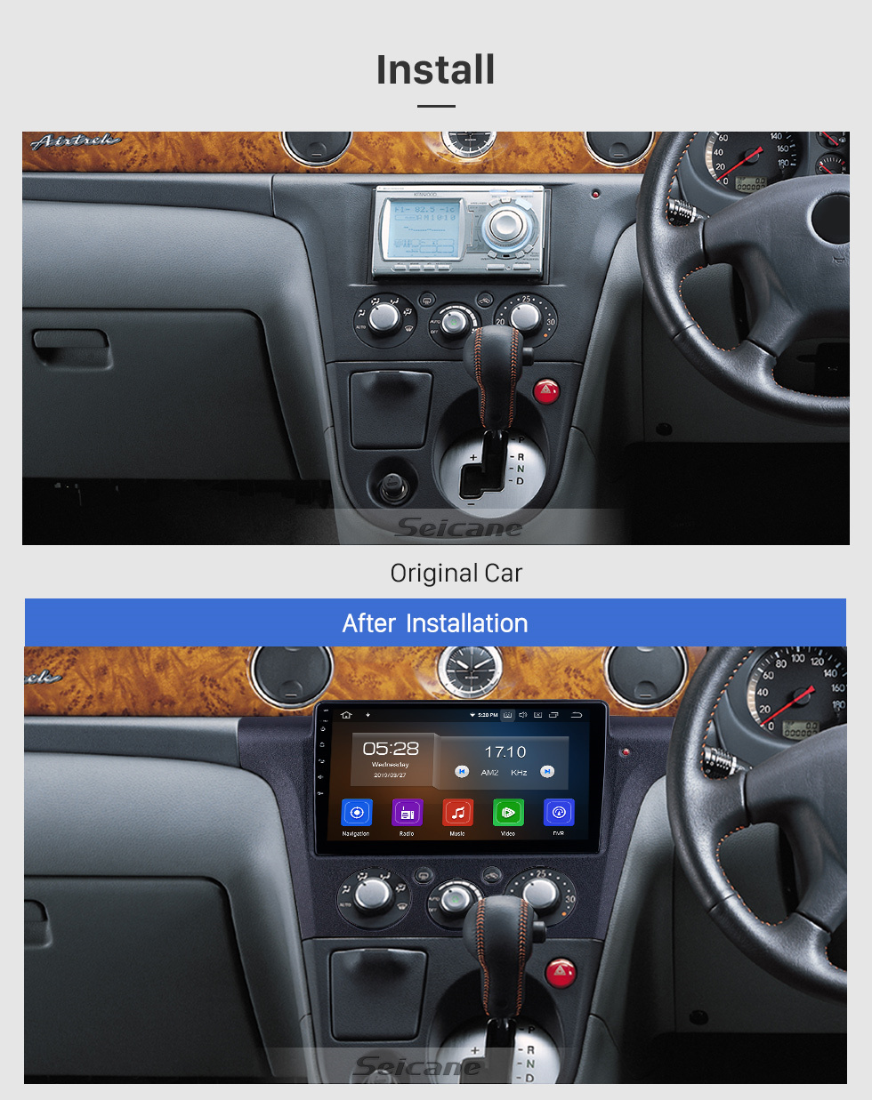 Seicane Für 2001 2002-2005 Mitsubishi Airtrek / Outlander Radio 10,1 Zoll Android 11.0 HD Touchscreen Bluetooth mit GPS-Navigationssystem Carplay-Unterstützung Backup-Kamera