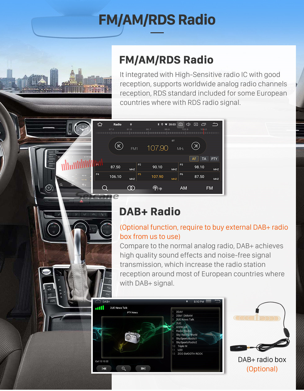 Seicane Android 11.0 para 2018 JAC Shuailing T6 / T8 Radio Sistema de navegación GPS de 9 pulgadas Bluetooth AUX HD Pantalla táctil Carplay compatible con DSP