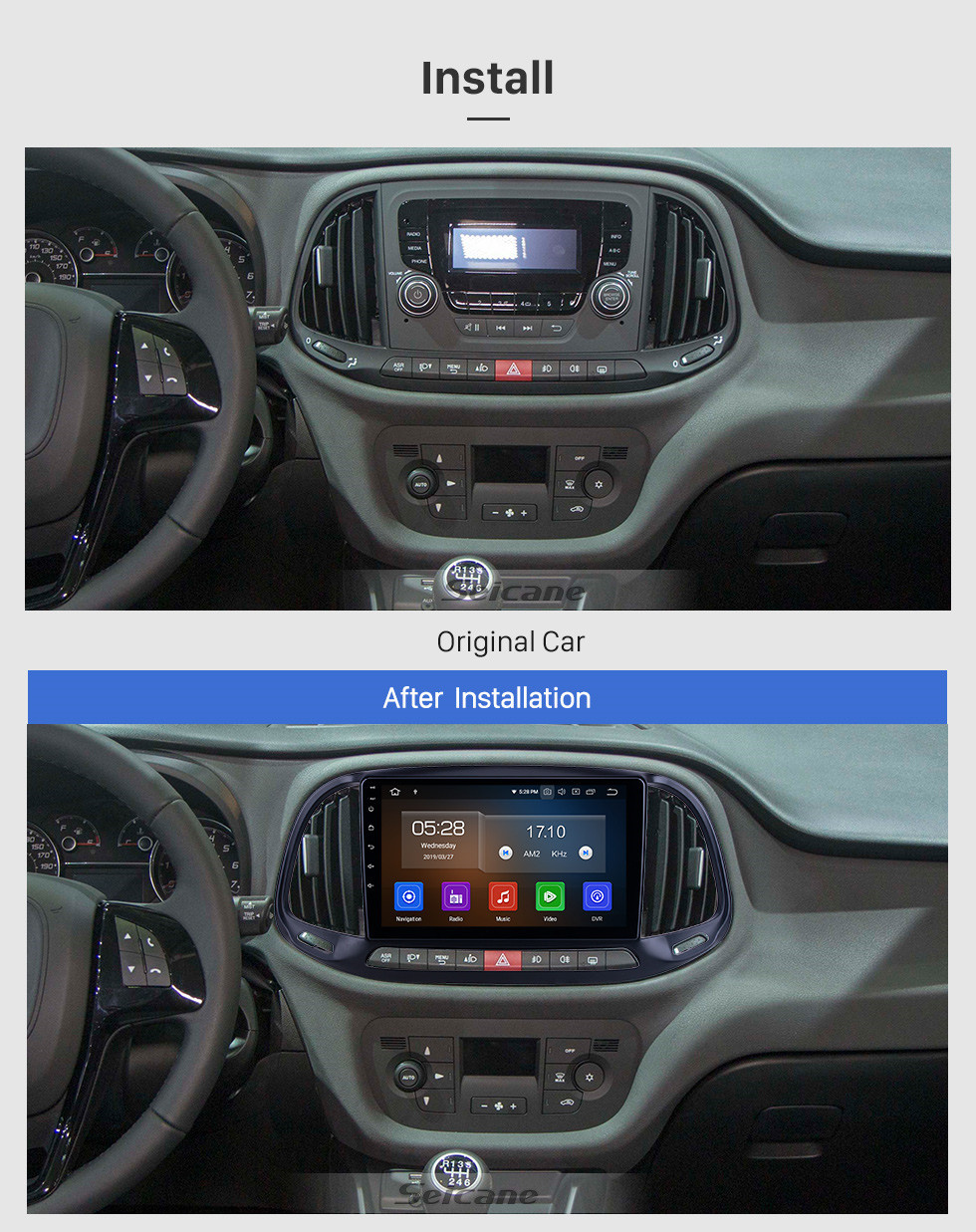 Seicane HD Touchscreen 9 Zoll für 2015 2016 2017 2018 2019 2019 Fiat Doblo Radio Android 11.0 GPS-Navigationssystem Bluetooth WIFI Carplay unterstützt DSP