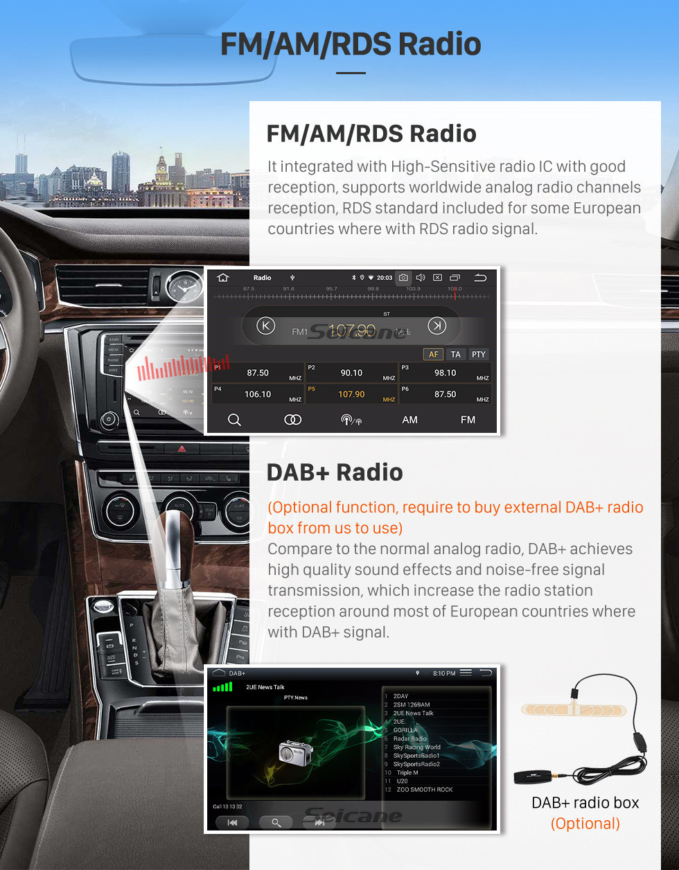 Seicane Для 2006 Mitsubishi Grandis Radio Android 11.0 9-дюймовый HD сенсорный экран Bluetooth с системой GPS-навигации Поддержка Carplay 1080P