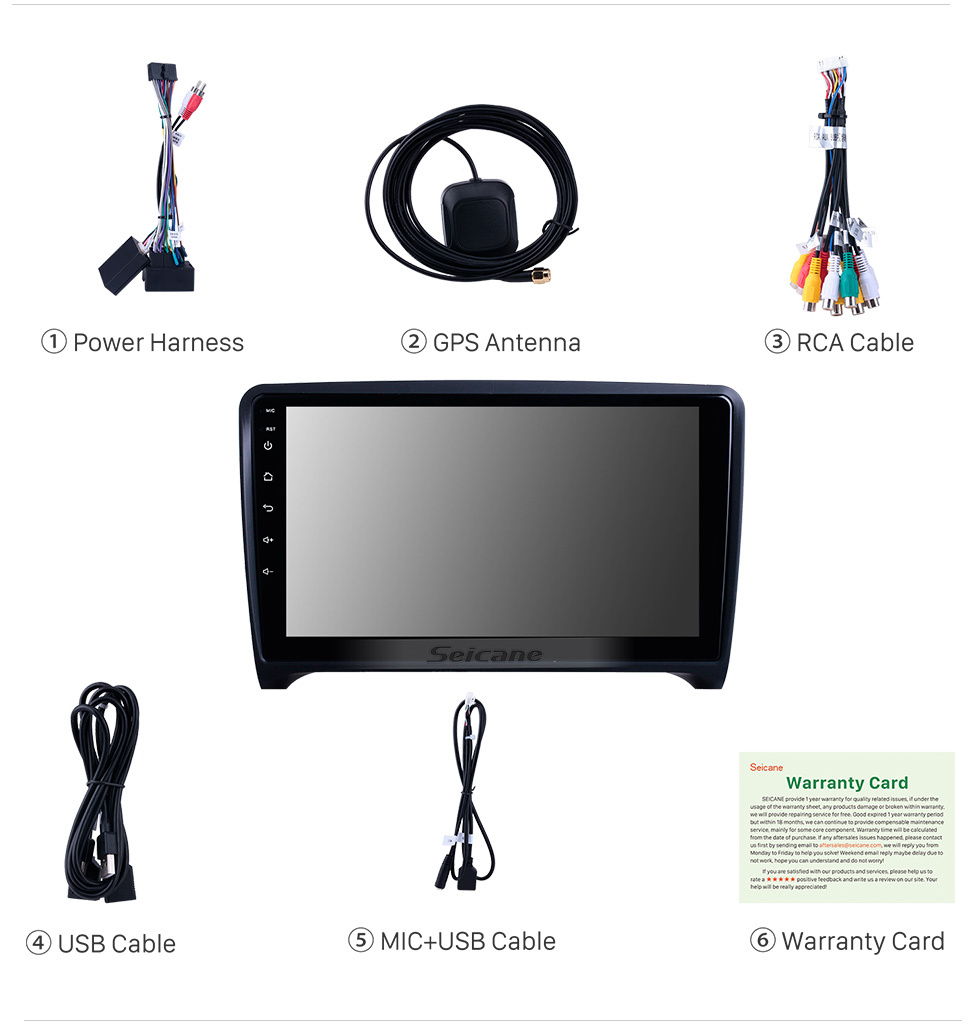 Seicane 9 pouces pour 2006 2007 2008-2013 Audi TT Radio Android 11.0 système de navigation GPS avec Bluetooth HD écran tactile Carplay support TV numérique