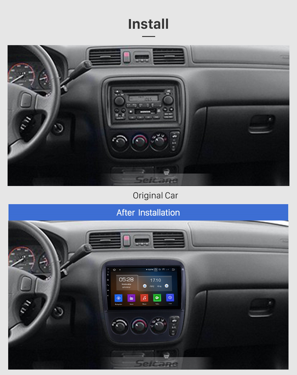 Seicane Pour 1998 1999 2000 Honda CR-V Performa Radio 9 pouces Android 12.0 HD Écran tactile Bluetooth avec système de navigation GPS Support Carplay 1080P