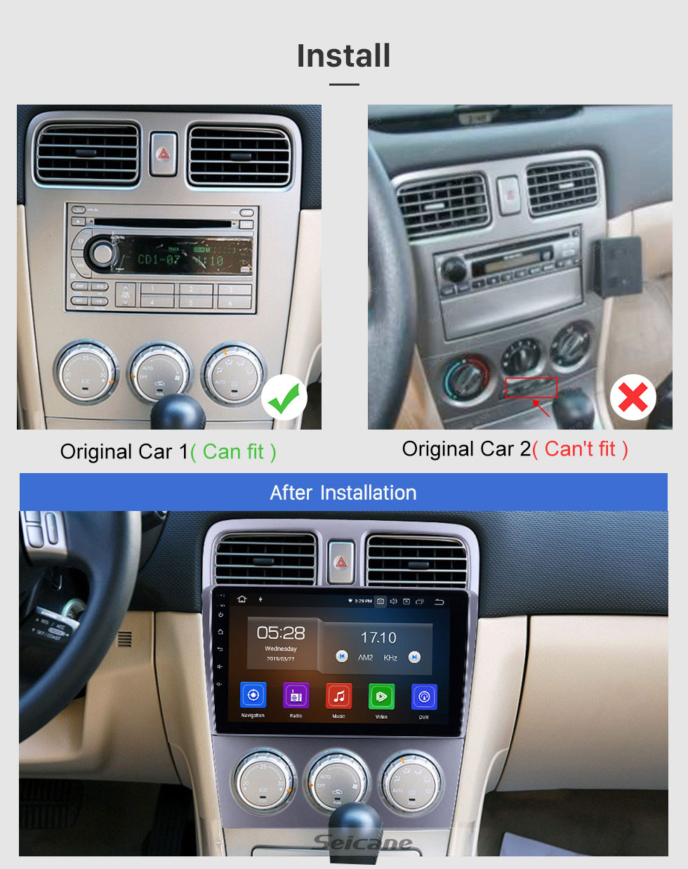 Seicane 9 polegadas Para 2004 2005 2006 2007 2008 Subaru Forester Radio Android 11.0 Sistema de Navegação GPS Bluetooth HD Touchscreen Suporte para TPMS