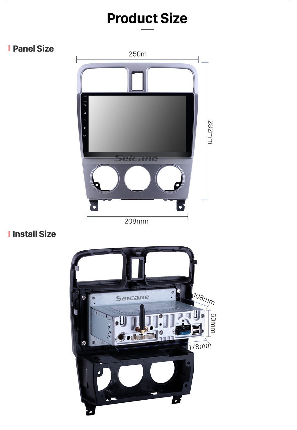Seicane 9 polegadas Para 2004 2005 2006 2007 2008 Subaru Forester Radio Android 11.0 Sistema de Navegação GPS Bluetooth HD Touchscreen Suporte para TPMS