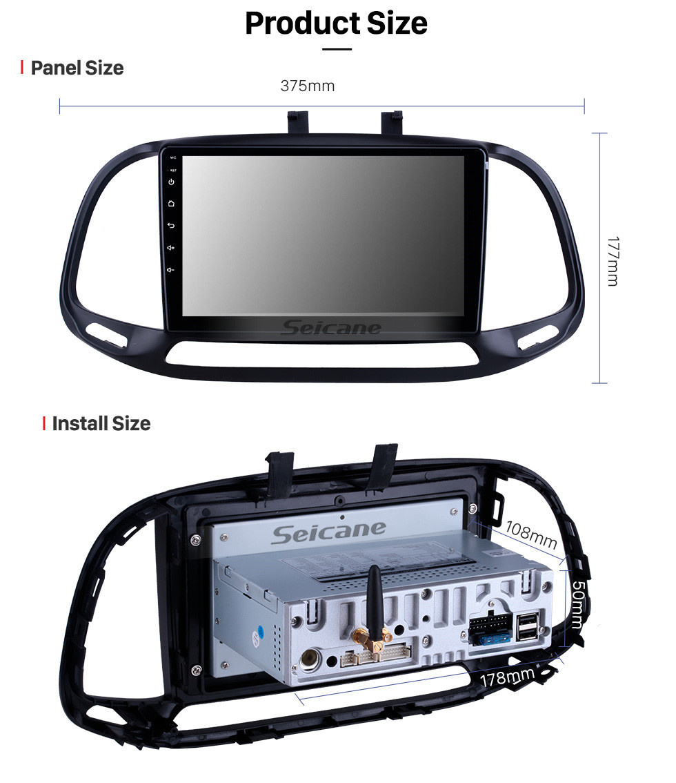 Seicane 9 zoll Für 2015 2016 2017 2018 Fiat Dobe 10 Radio Android 11.0 GPS Navigation Bluetooth HD Touchscreen Carplay unterstützung Digital TV