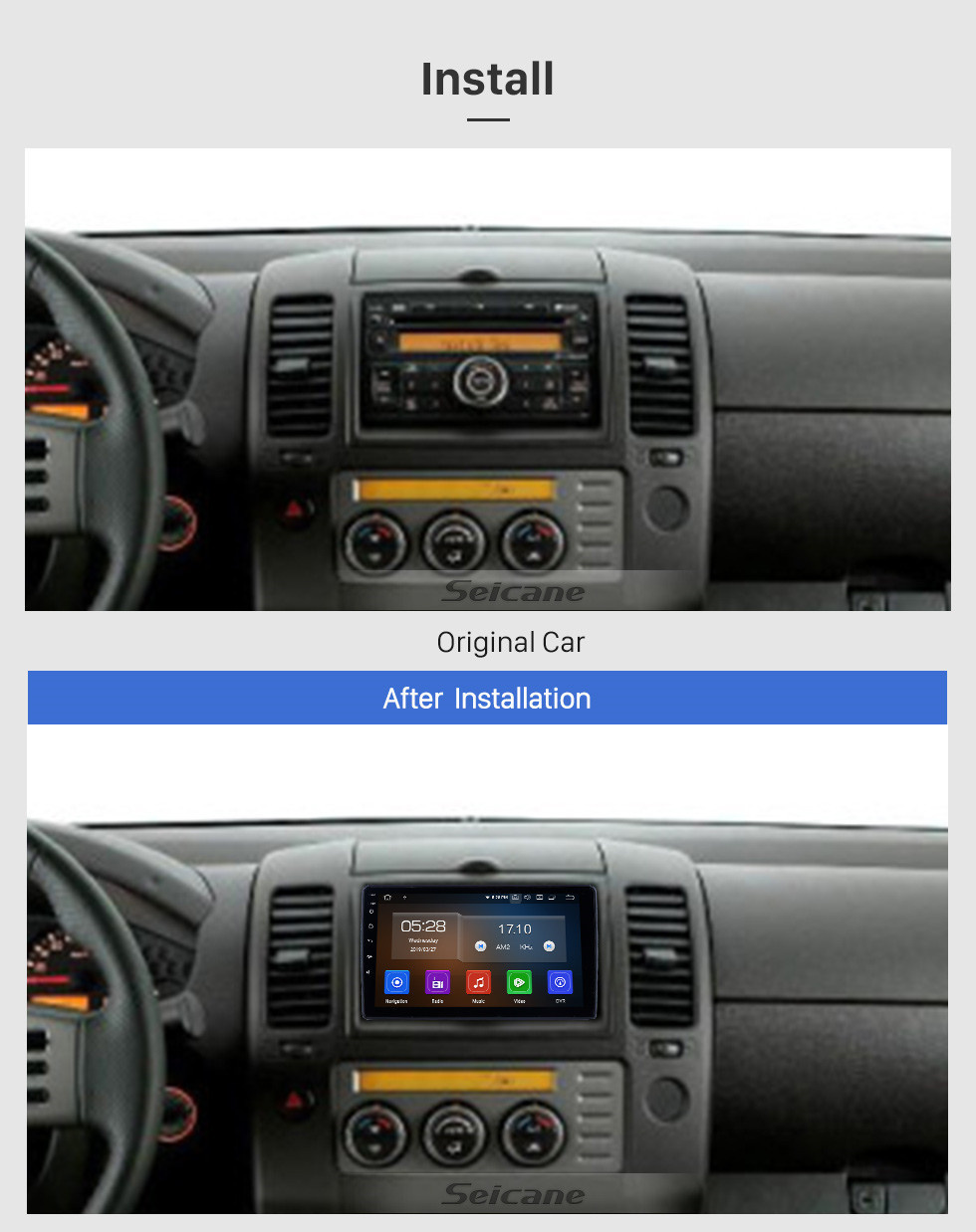Seicane Pantalla táctil HD para 2010 2011 2012-2015 Nissan Navara Radio Android 11.0 9 pulgadas Navegación GPS Bluetooth Carplay soporte TPMS Cámara de respaldo