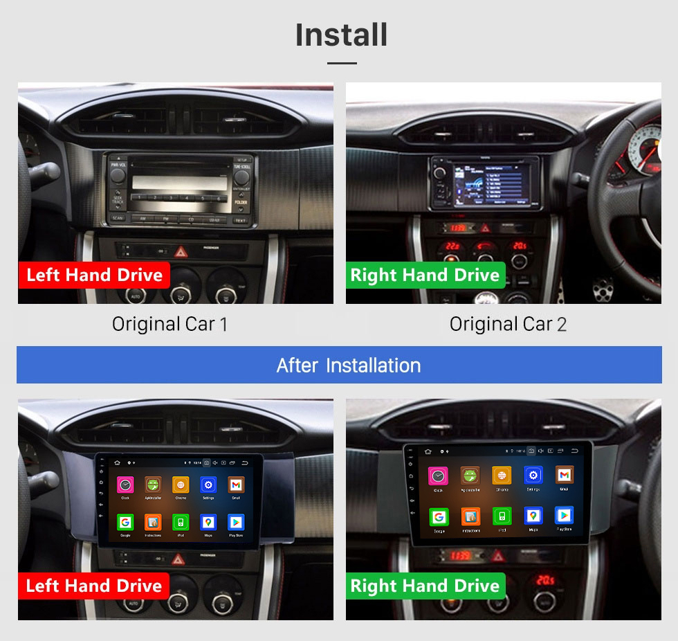 Seicane OEM 9 pulgadas Android 13.0 para 2013-2014 Toyota 86 LHD Bluetooth AUX HD Pantalla táctil Navegación GPS Radio Carplay soporte OBD2 TPMS