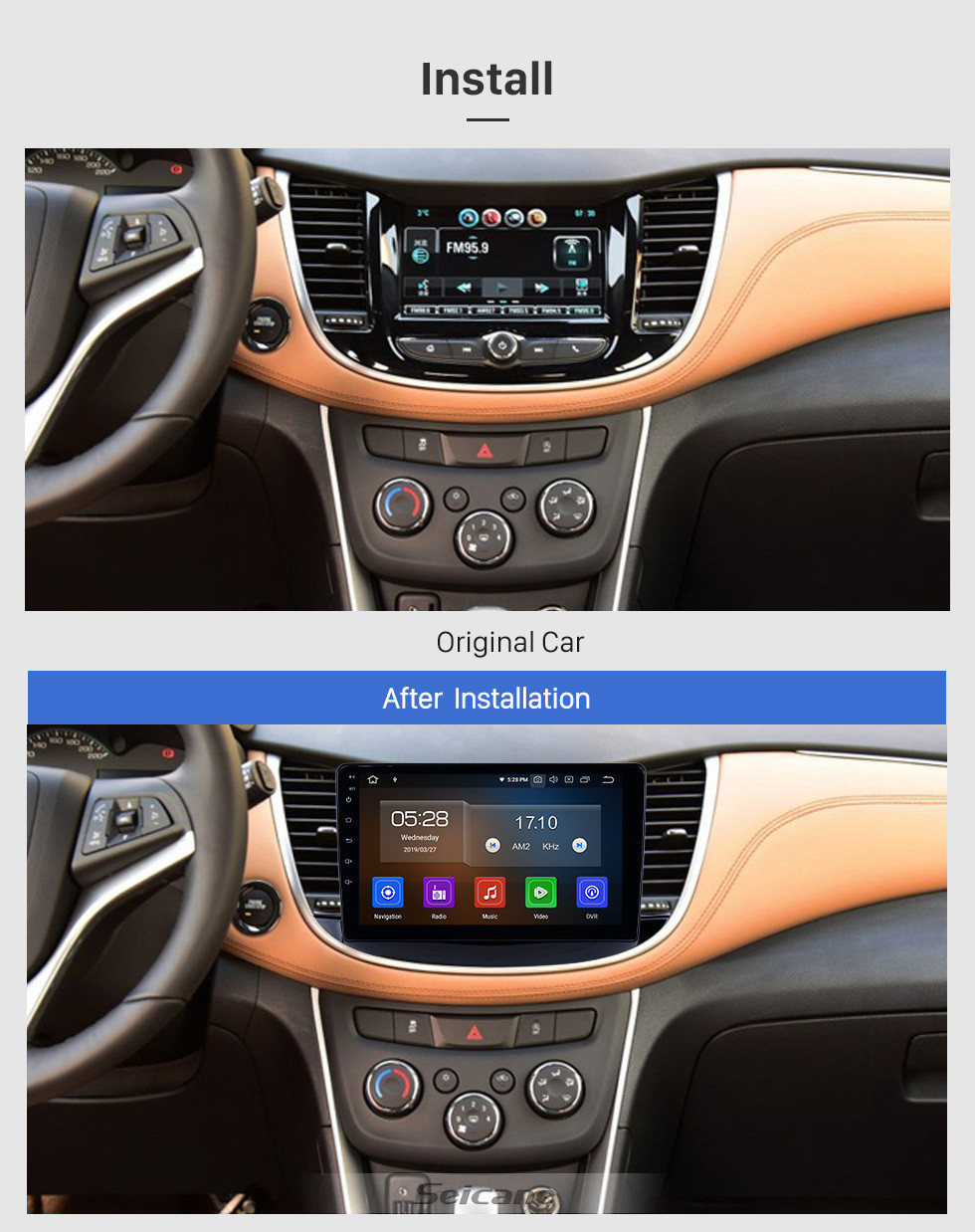 Seicane 2017-2019 Chevy Chevrolet Trax Android 11.0 9 pulgadas GPS Navegación Radio Bluetooth HD Pantalla táctil USB Carplay soporte Cámara trasera