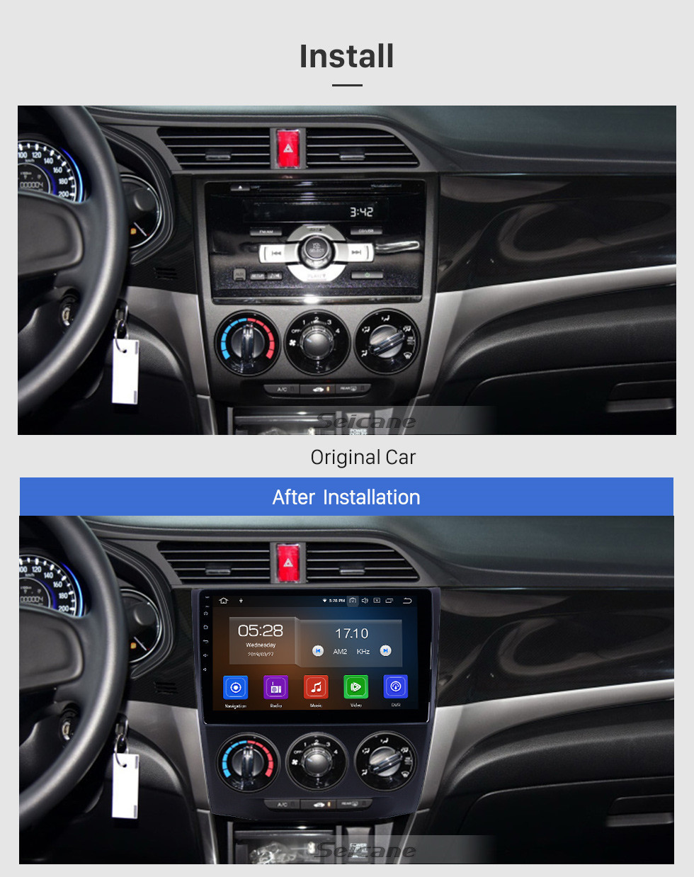 Seicane 10,1 Zoll Android 11.0 GPS Navigationsradio für 2013-2019 Honda Crider Handbuch A / C mit HD Touchscreen Carplay Bluetooth Unterstützung 1080P