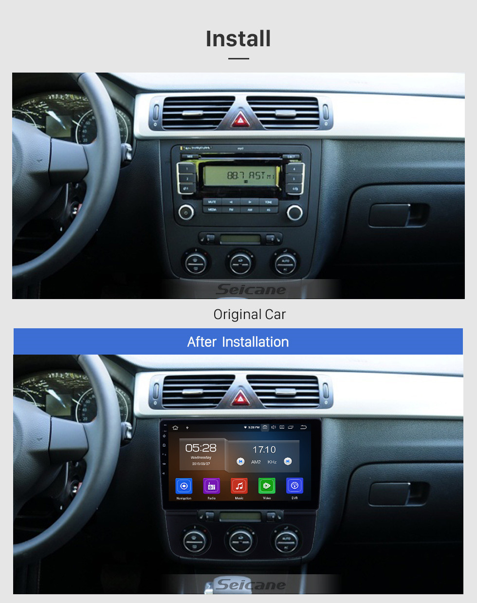 Seicane 10,1 polegadas Android 11.0 Rádio de Navegação GPS para 2006-2010 VW Volkswagen Bora Manual A / C com HD Touchscreen Carplay Suporte Bluetooth 1080P