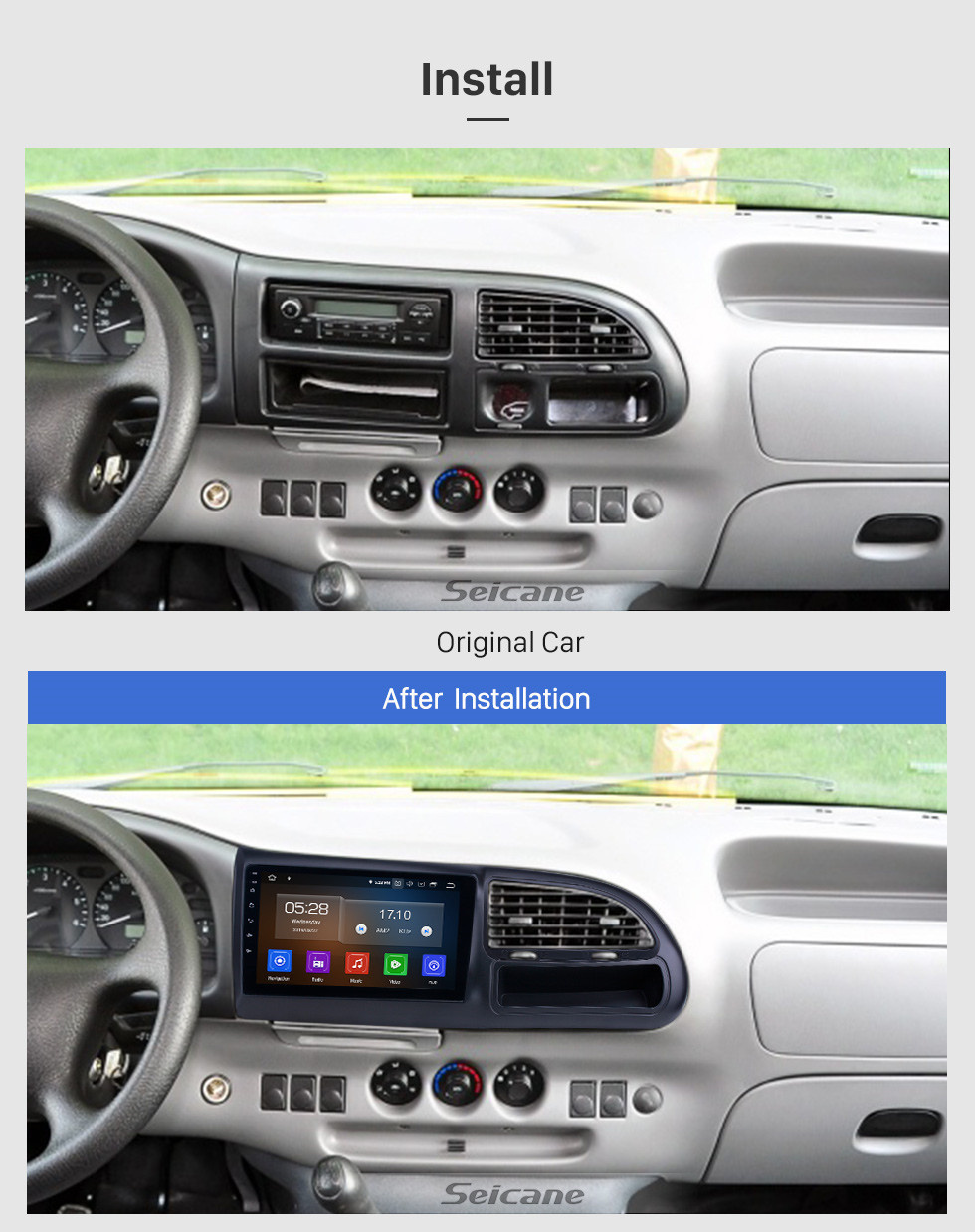 Seicane HD Touchscreen 2010-2016 Ford Transit Android 11.0 9 polegadas Navegação GPS Rádio Bluetooth AUX Carplay suporte Câmera traseira DAB + OBD2