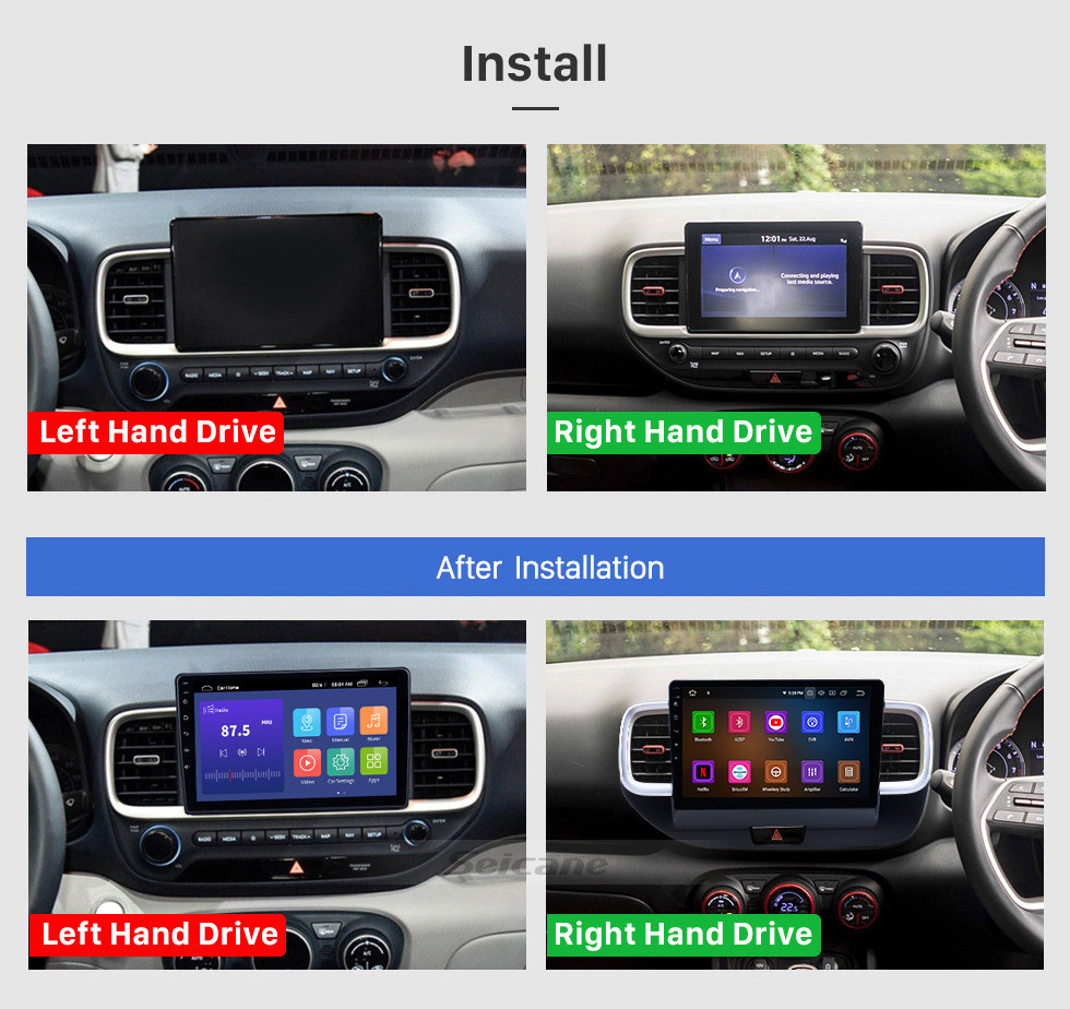 Seicane 10.1 polegadas Android 11.0 GPS Navigation Radio for 2019 Hyundai Venue RHD com HD Touchscreen Carplay AUX Bluetooth suporte 1080P