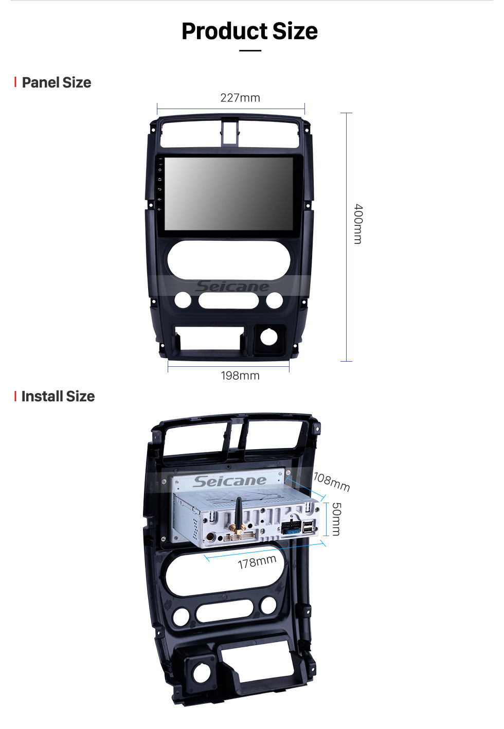 Seicane 2007-2012 Suzuki Jimny Android 12.0 9 Zoll GPS Navigationsradio Bluetooth HD Touchscreen WIFI Carplay Unterstützung Rückfahrkamera DAB+