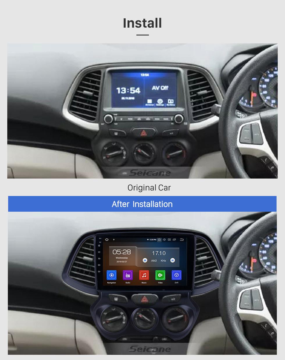 Seicane OEM 9 pulgadas Android 11.0 Radio para 2018 Hyundai Santro / Atos Bluetooth HD Pantalla táctil Navegación GPS Soporte Carplay Cámara trasera