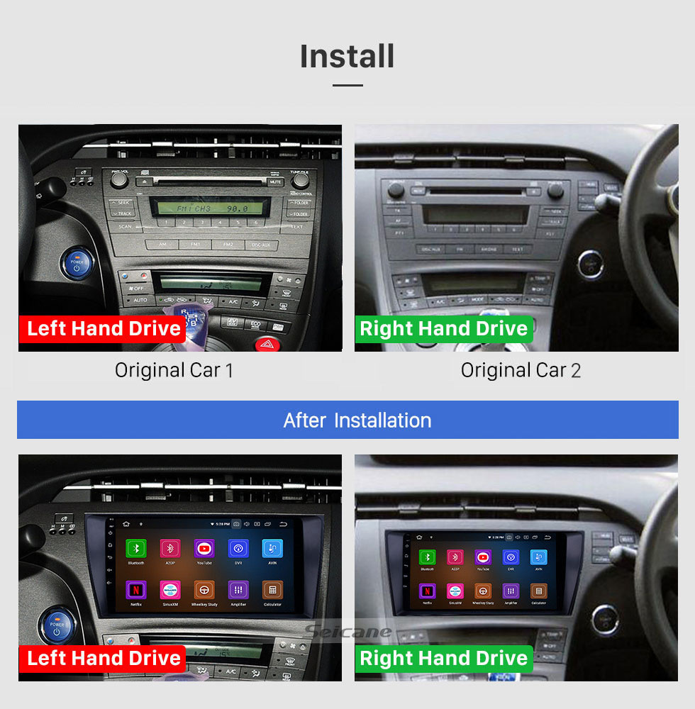 Seicane HD Touchscreen for Toyota Prius RHD 2009-2013 Android 11.0 9 inch GPS Navigation Radio Bluetooth WIFI Carplay support android auto