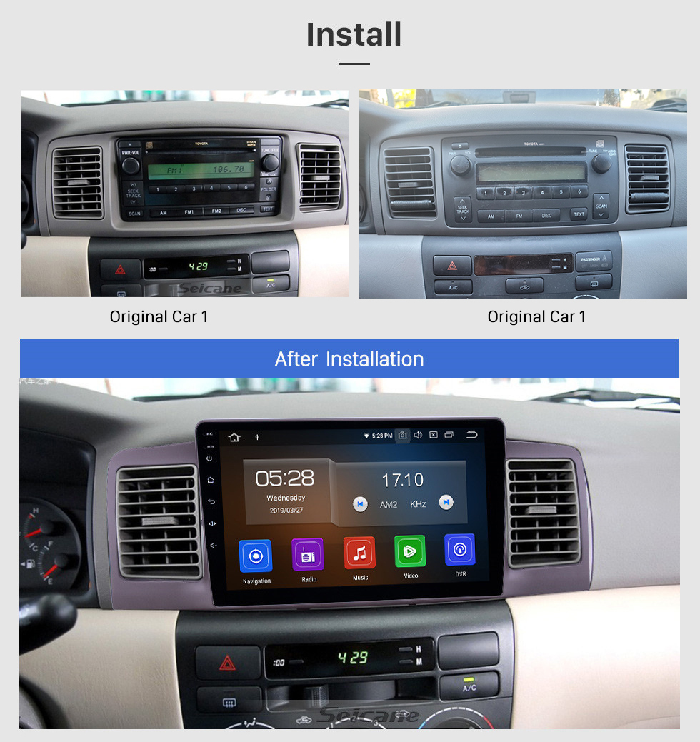 Seicane Android 11.0 9 Zoll GPS Navigationsradio für 2006-2013 Toyota Corolla mit HD Touchscreen Carplay USB Bluetooth Unterstützung DVR Digital TV