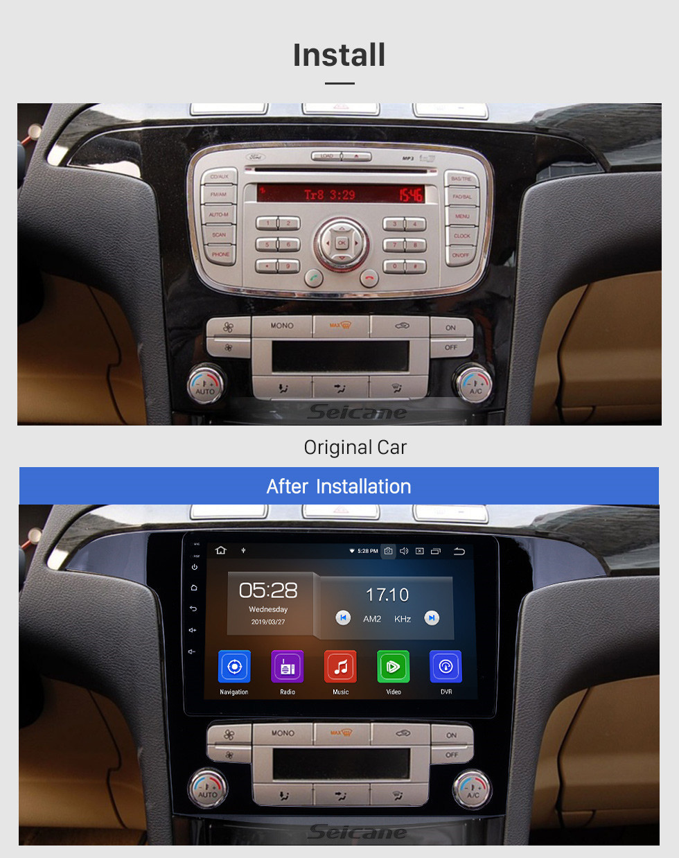 Seicane 2007-2008 Ford S-Max Auto Klimaanlage Android 11.0 9 Zoll GPS Navigationsradio Bluetooth HD Touchscreen USB Carplay Unterstützung Digital TV