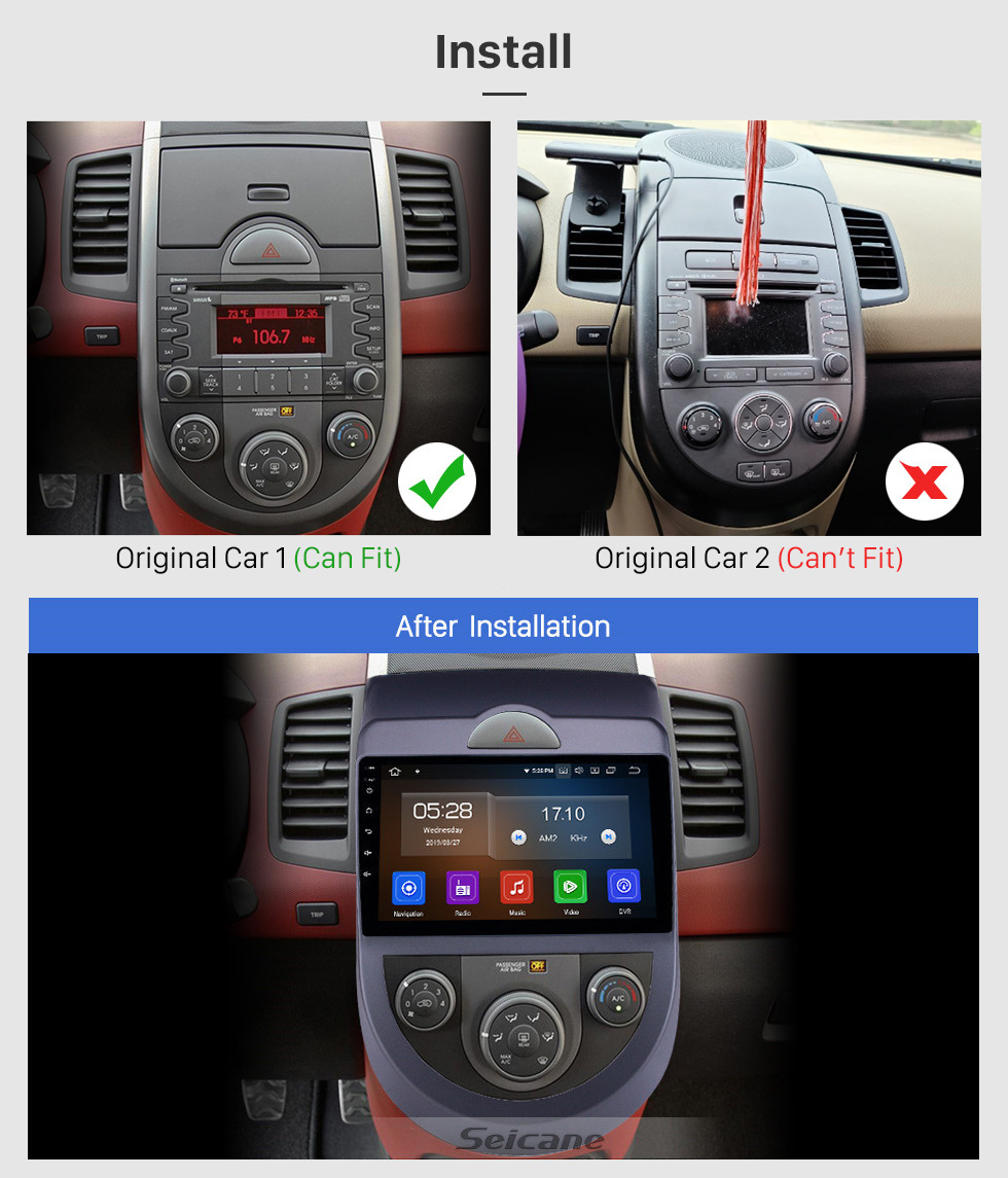 Seicane 2010-2013 Kia Soul Android 11.0 9 inch GPS Navigation Radio Bluetooth HD Touchscreen WIFI USB Carplay support Backup camera