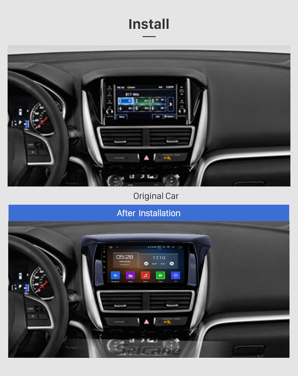 Seicane 2018 Mitsubishi Eclipse Android 11.0 9 pulgadas Navegación GPS Radio Bluetooth HD Pantalla táctil USB Carplay compatible con TV digital DAB +