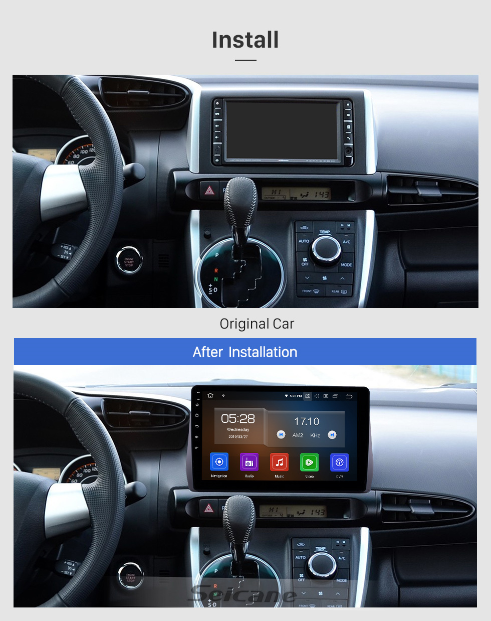 Seicane 10,1 pouces Android 11.0 Radio pour 2009-2012 Toyota Wish Bluetooth HD à écran tactile Navigation GPS Carplay support USB TPMS DAB +