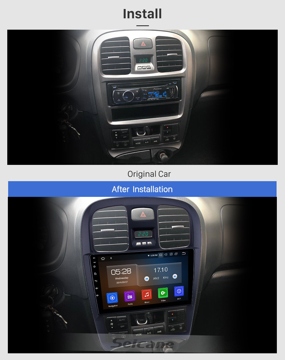 Seicane OEM 9 polegada Android 11.0 Rádio para 2003-2009 Hyundai Sonata Bluetooth HD Touchscreen Navegação GPS Carplay suporte Retrovisor câmera