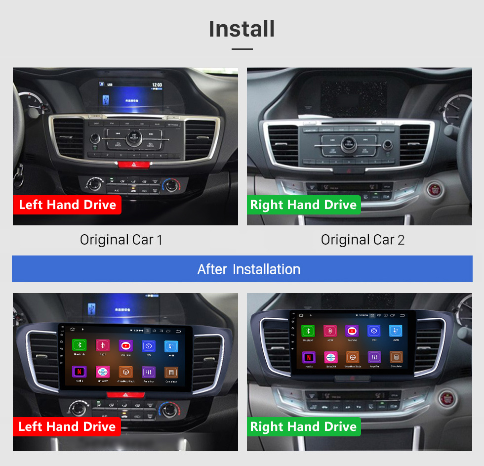 Seicane 10,1 Zoll Android 13.0 Radio für 2013 Honda Accord 9 Low Version Bluetooth Touchscreen GPS Navigation Carplay USB AUX Unterstützung TPMS DAB+ SWC