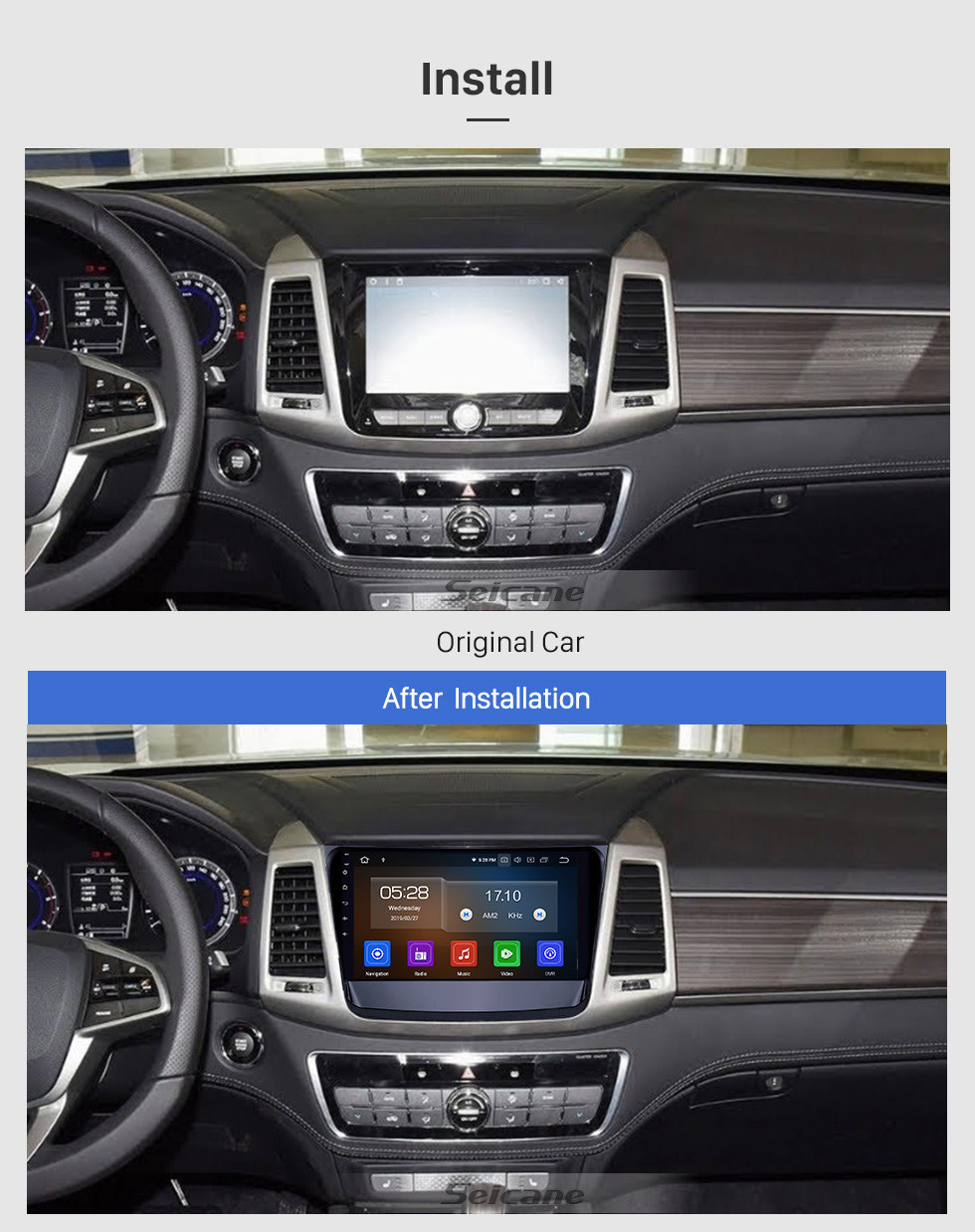 Seicane 10.1 pouces 2019 Ssang Yong Rexton Android 11.0 Navigation GPS Radio Bluetooth HD écran tactile AUX USB WIFI Support Carplay OBD2 1080P