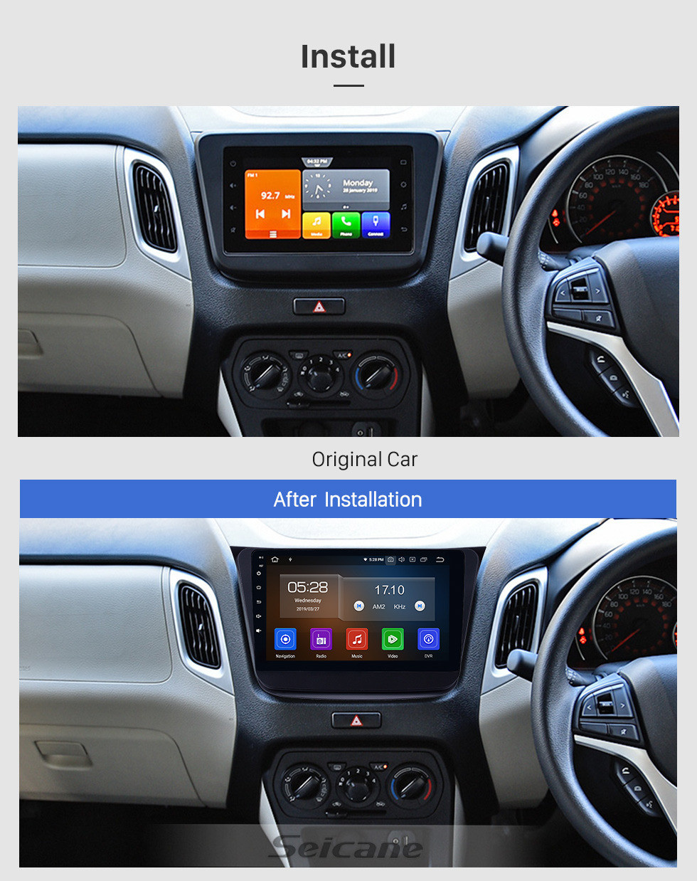 Seicane Android 11.0 9 polegada GPS Navegação Rádio para 2019 Suzuki Wagon-R com HD Touchscreen Carplay Bluetooth WIFI suporte AUX Link Espelho OBD2 SWC