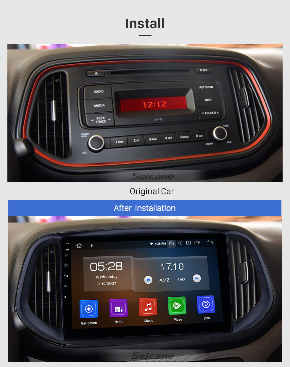 Seicane 10.1 inch Android 11.0 Radio for 2014 2015 2016 2017 Kia KX3 Bluetooth Wifi HD Touchscreen GPS Navigation Carplay USB support DVR Digital TV TPMS