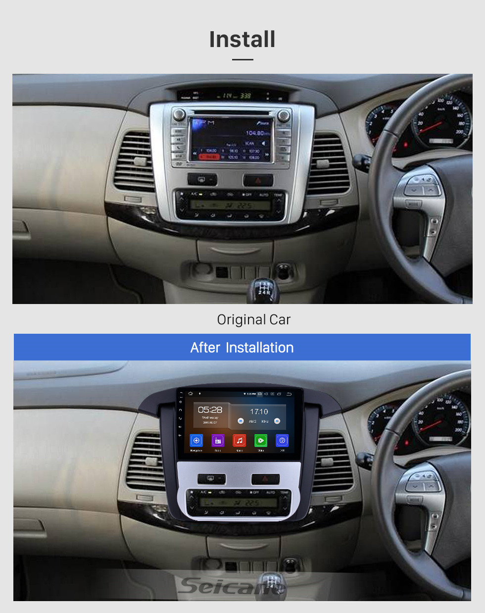 Seicane 2012 2013 2014 Toyota innova Auto A / C 9 polegada Android 11.0 Rádio HD Touchscreen GPS navegação estéreo com USB Carplay WIFI Bluetooth suporte DVR 4G SWC