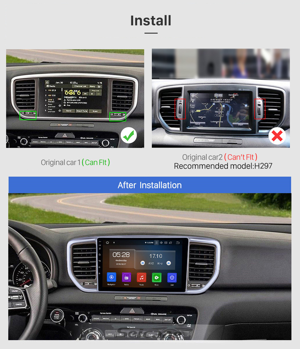 Seicane Послепродажный GPS-навигатор для Kia Sportage R Android 11.0 с 9-дюймовым сенсорным экраном и поддержкой Carplay Bluetooth AUX Резервная камера SWC DAB +