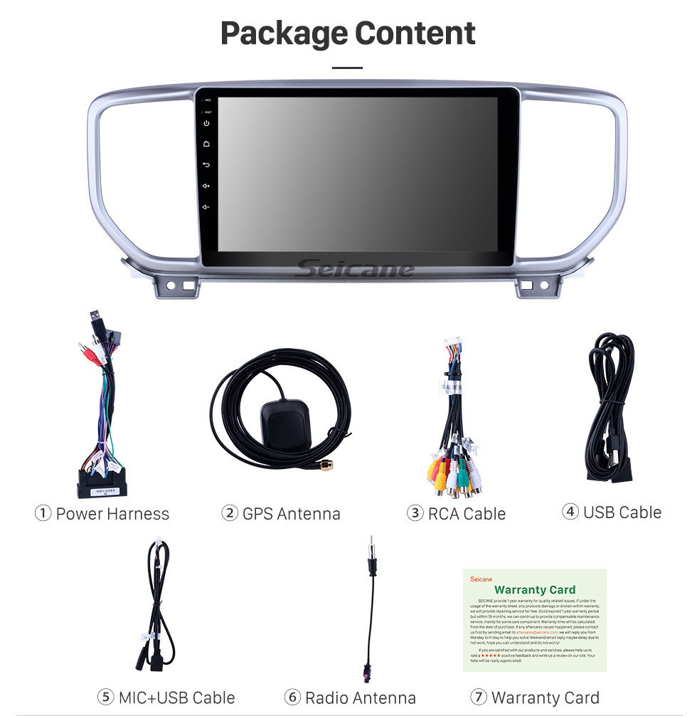 Seicane Послепродажный GPS-навигатор для Kia Sportage R Android 11.0 с 9-дюймовым сенсорным экраном и поддержкой Carplay Bluetooth AUX Резервная камера SWC DAB +