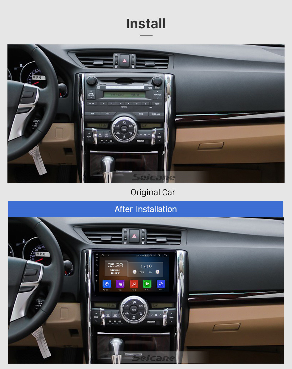 Seicane OEM 9-дюймовый Android 11.0 Radio для 2010 2011-2015 TOYOTA REIZ Mark X Bluetooth Wifi HD с сенсорным экраном GPS-навигация Carplay Поддержка USB OBD2 Цифровое ТВ 4G