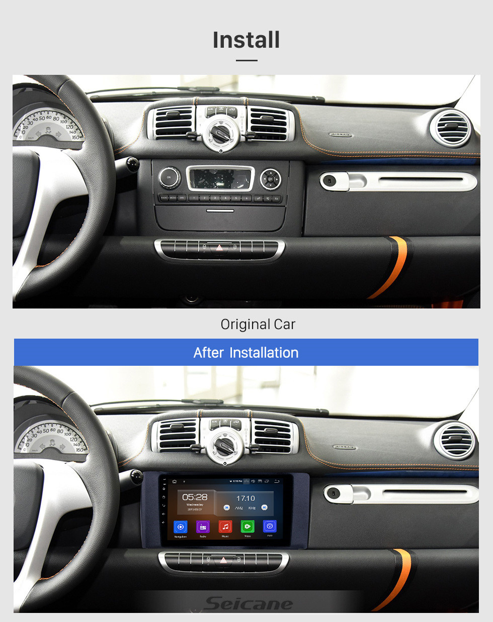 Seicane Android 11.0 9 дюймов 2011-2015 Mercedes-Benz SMART GPS-навигация Стерео с WIFI Bluetooth USB AUX Поддержка Carplay TPMS SWC DVD-плеер Управление на руле