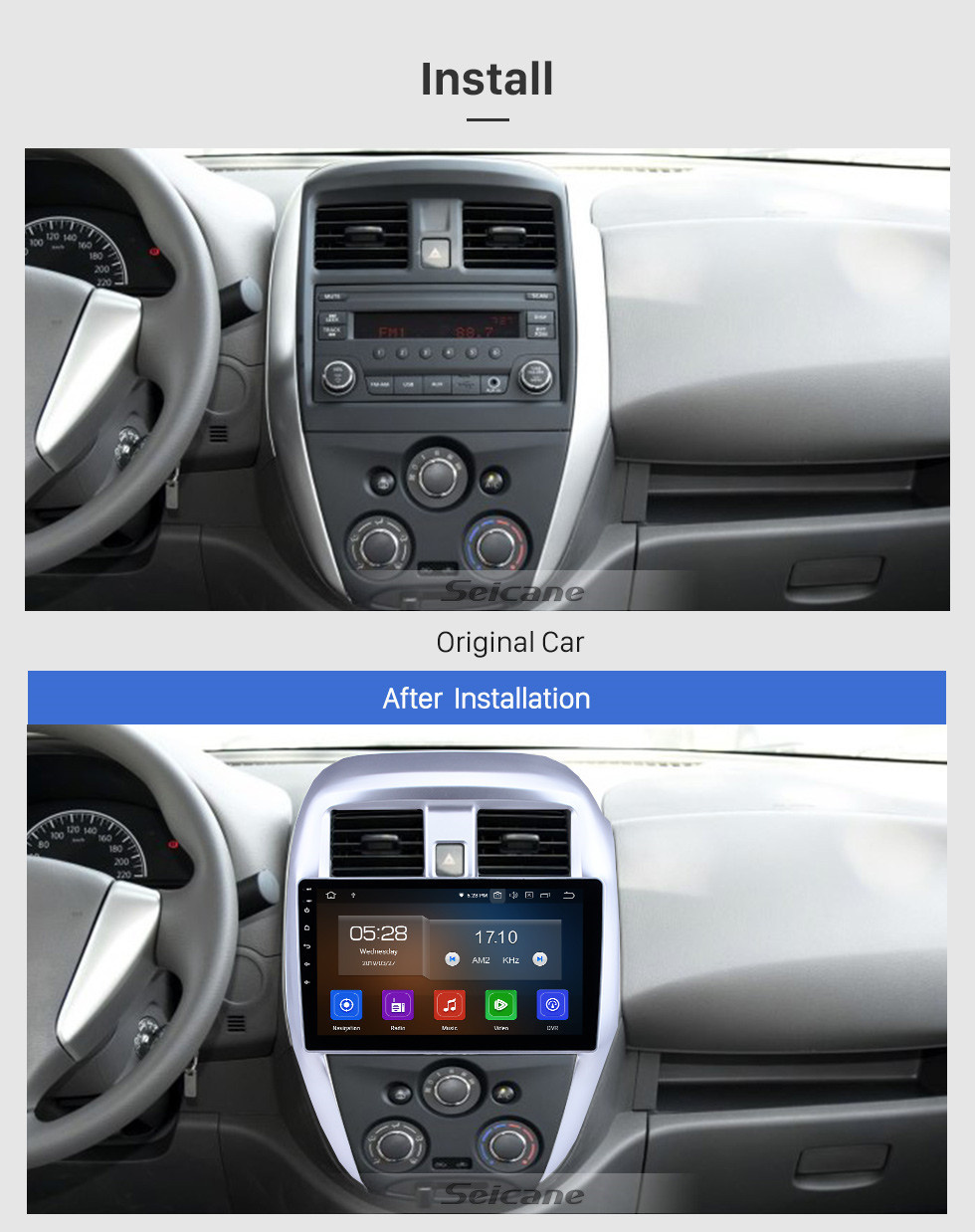Seicane Android 11.0 GPS-Navigationssystem 10.1 Zoll HD Touchscreen Stereo für 2015 2016 Nissan Alt Sunny Bluetooth FM Wlan USB Lenkradsteuerung USB Carplay AUX Unterstützung DVR OBD2